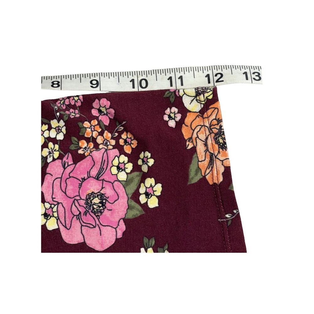 Arizona A-Line Dress Women's XL Burgundy Floral Stretch Short Sleeve Boat Neck - Picture 6 of 8